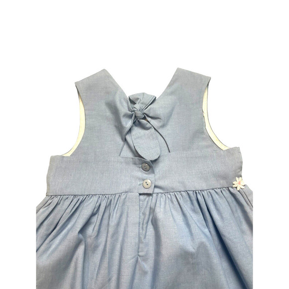 La Princess Blue Dress Girls Size 6X Floral Detail Bow in the Back #284 - Picture 5 of 5